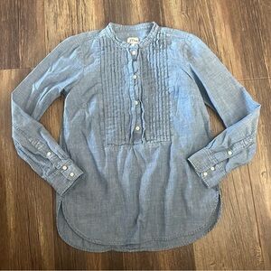J Crew blue chambray tuxedo long sleeve Shirt women's XS comfy casual
